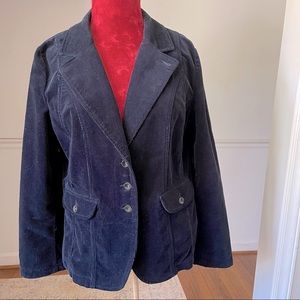 Gorgeous 70s vibe Corduroy Blazer Jacket notch lapels Navy Blue French Dressing
